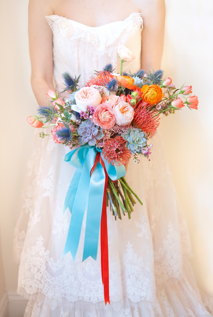 A colorful bridal bouquet